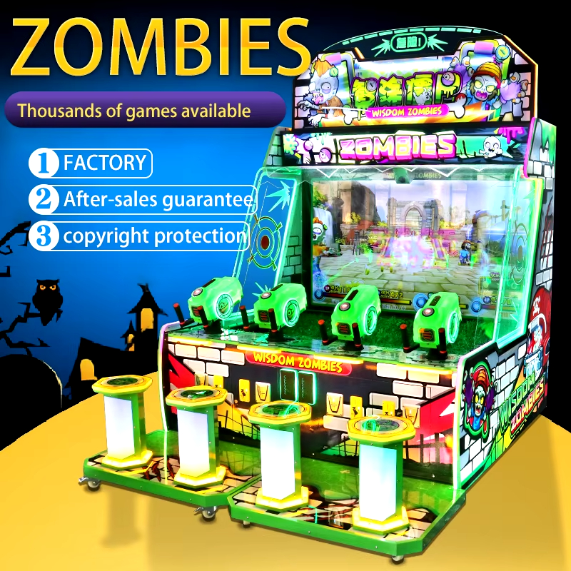 Large Four-Player Zombie Shooting Water Gun Arcade Simulation for Amusement Park Equipment