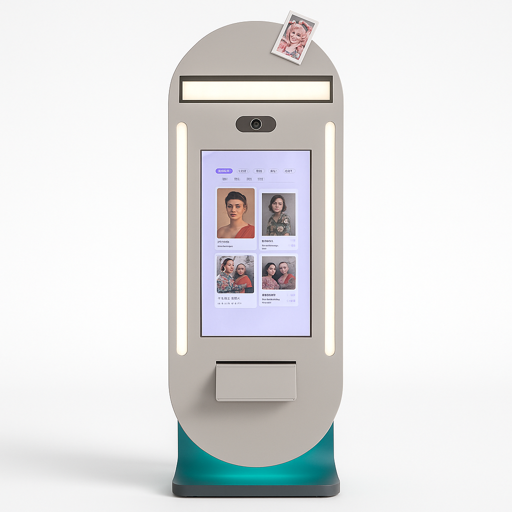 Single-Person White Coin-Operated Camera Photo-Taking Machine for Arcade Games Entrance Large Video Game Centers Shopping Malls