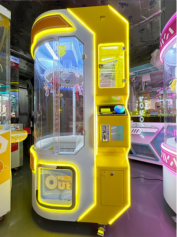 Modern Arcade Claw Machine with Bright Blue LED Lights Coin Operated Prize Vending Entertainment Equipment for Game Centers