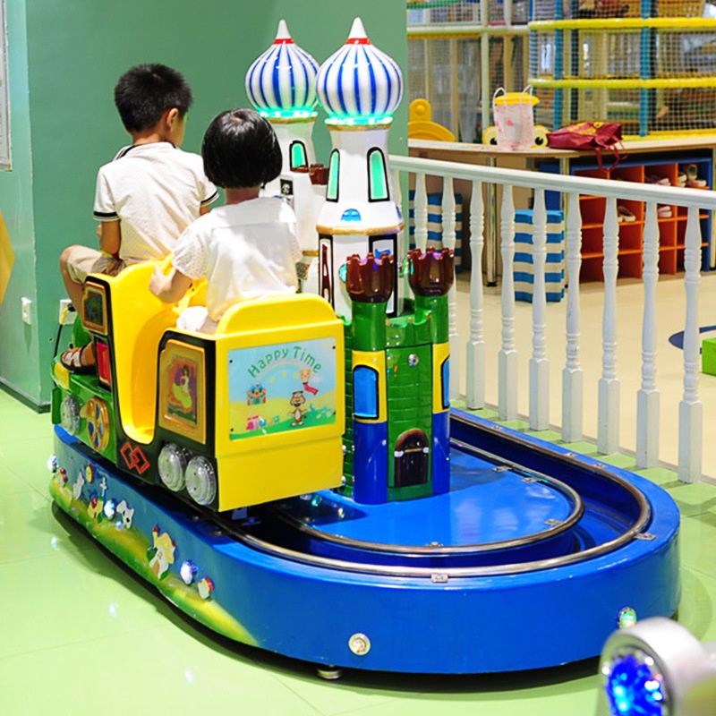 Newcastle Electric Double Track Train Playhouse Coin-Operated Small Train Arcade Game with Rocking Machine for Children