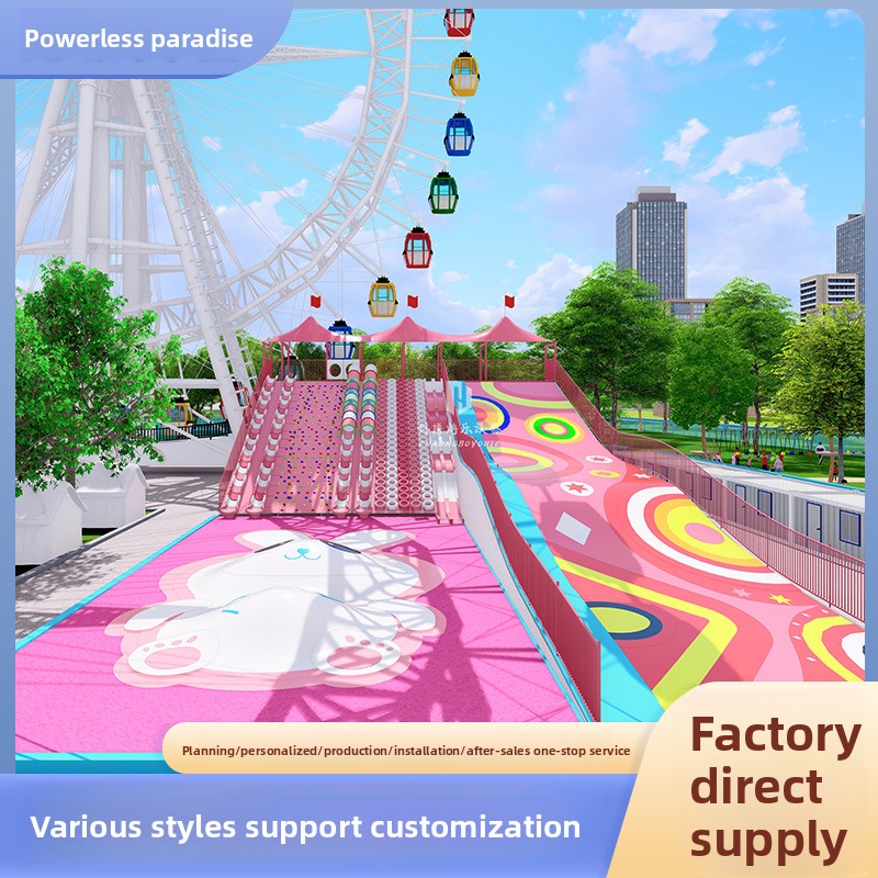 No-Power Fiberglass Rainbow Slide for Outdoor Use in Parks Gardens Malls & Communities-Check-In Landscape Facility