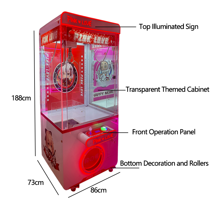 Pink Love Claw Machine Automatic Smart Prize Catcher Arcade Toy Vending Machine Self Service Game Equipment Mall Shop Use