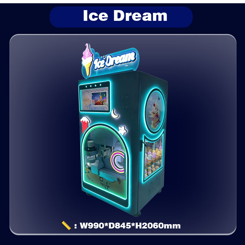 Automatic Ice Cream Vending Machine Coin/Bill Acceptor LED Lighting ABS Metal Construction Commercial Use