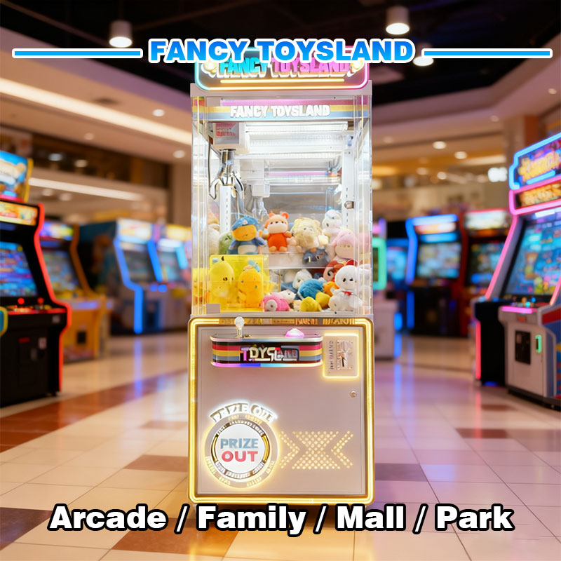 Fancy Toysland Arcade Claw Crane Machine-LED Lighted Coin Operated Metal Plush Toy Catcher for Game Rooms & Malls Gift