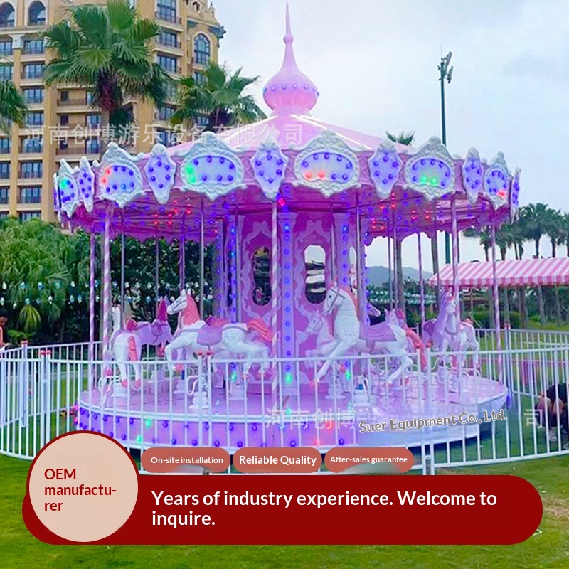 Scenic Luxury Electric Children's Carousel Amusement Equipment Outdoor Park New Large FRP Steel