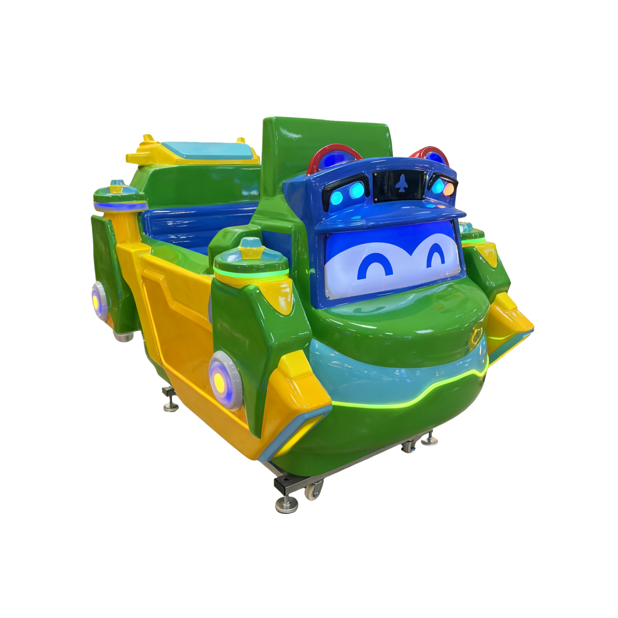 Cartoon Spaceship Themed Kids Arcade Ride LED Lighted Coin Operated Amusement Game Indoor Playground Children's Metal