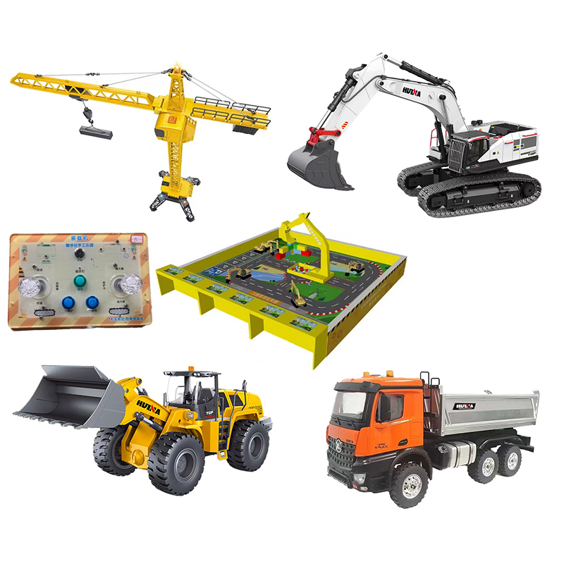 Children's Sand-digging Toy Excavators A set of engineering vehicle park  excavators  loaders  dump trucks tower cranes