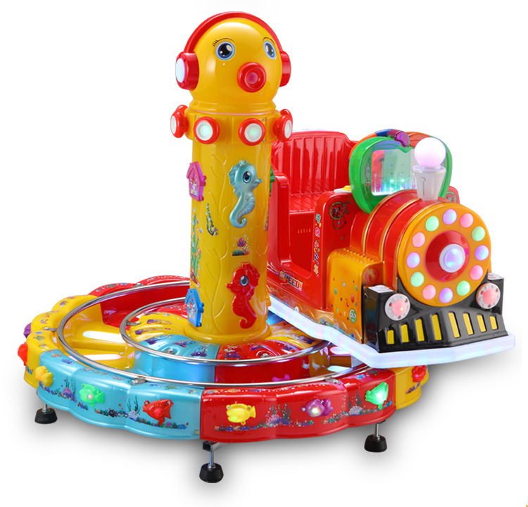 Best-selling 2-3 Seat Coin-operated Children's Mini Colored Light Carousel Motorcycle Track Train Rotary Swing Machine