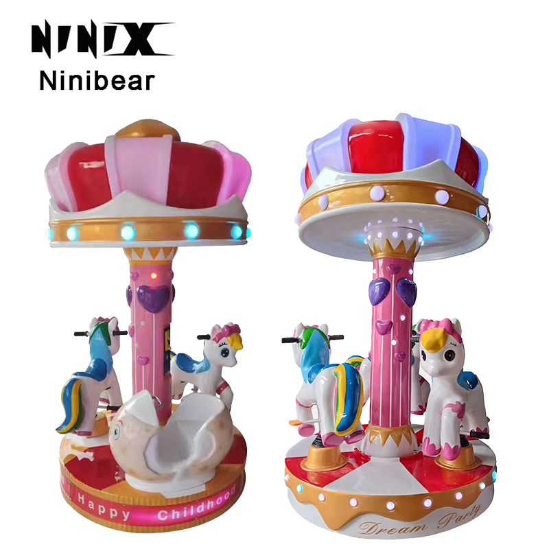 Hot Selling Playground Coin Operation Children's Fiberglass Carousel Coin-operated Small Carousel for Sale