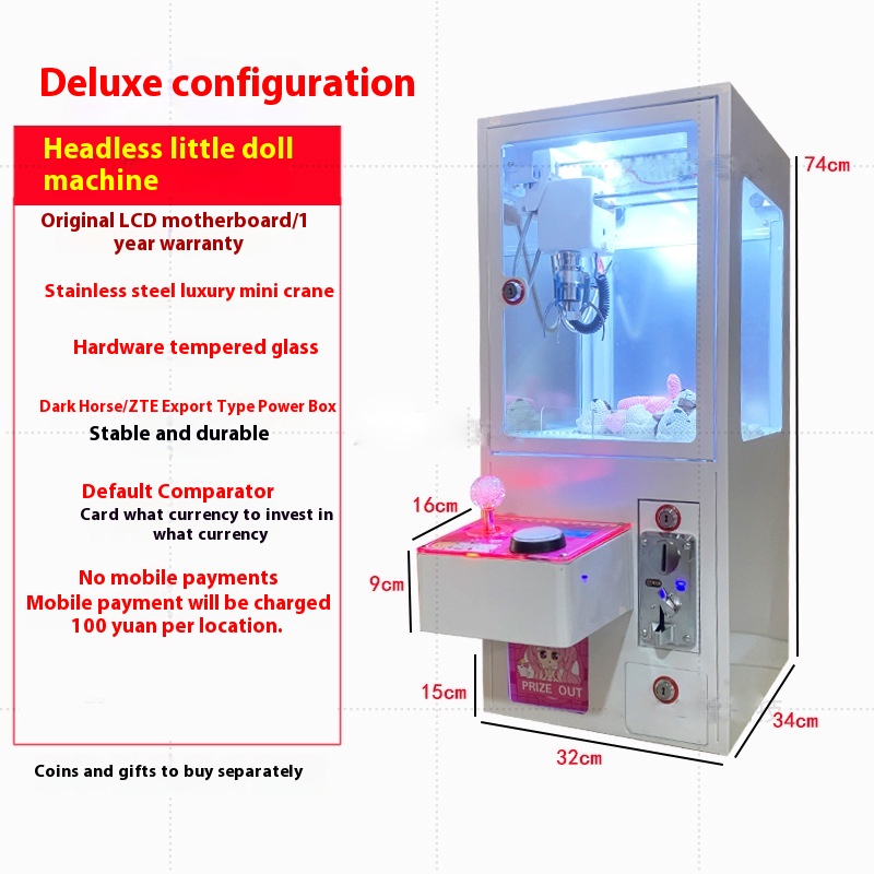 Small Customizable Home & Commercial Arcade Claw Crane Popular Coin Operated Doll Entertainment Game Console