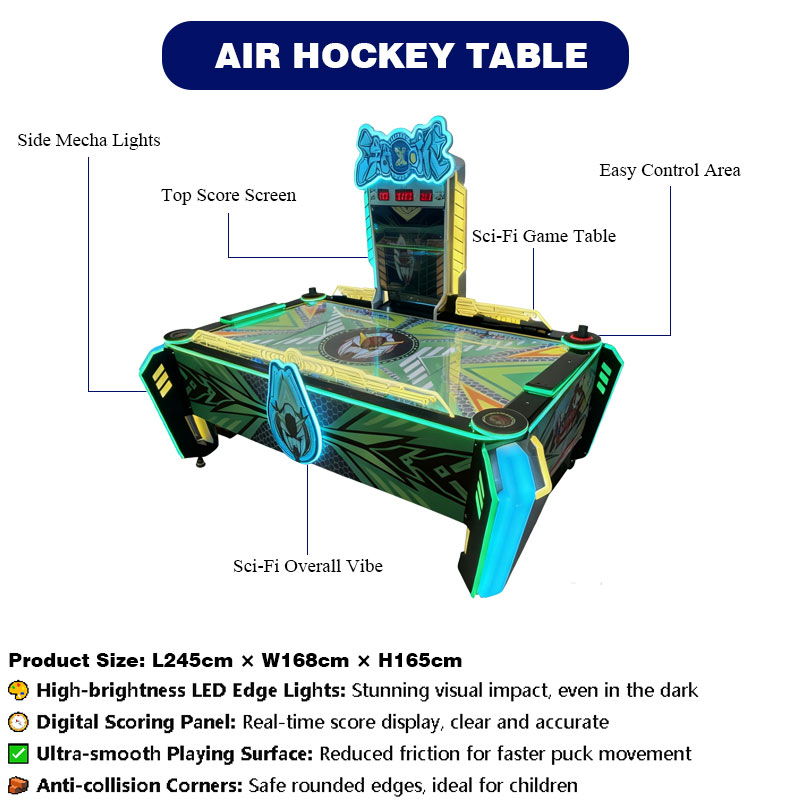 Arcade Air Hockey Table Machine LED Light up Coin Operated Ice Hockey Game Table for Kids Adults Amusement Center