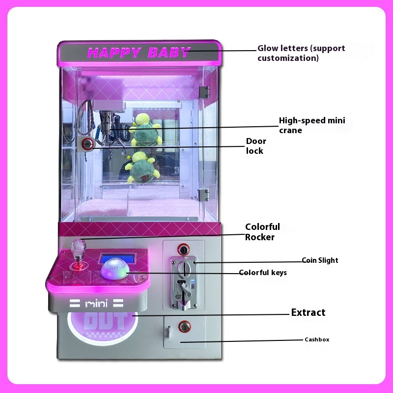 Small Customizable Home & Commercial Arcade Claw Crane Popular Coin Operated Doll Entertainment Game Console