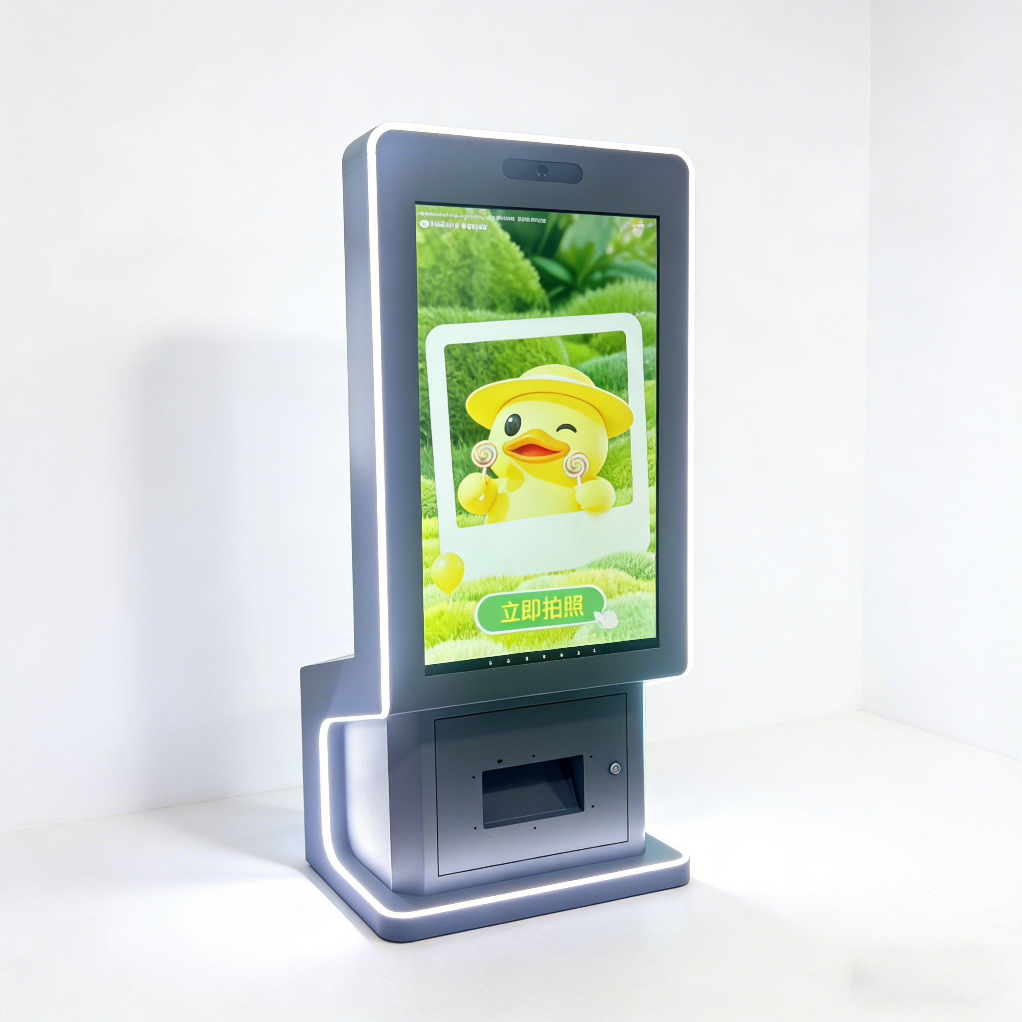 Ninix Silver-Gray Stainless Steel Commercial Self-Service Interactive Terminal HD Auto Capture Multi Templates Equipment for