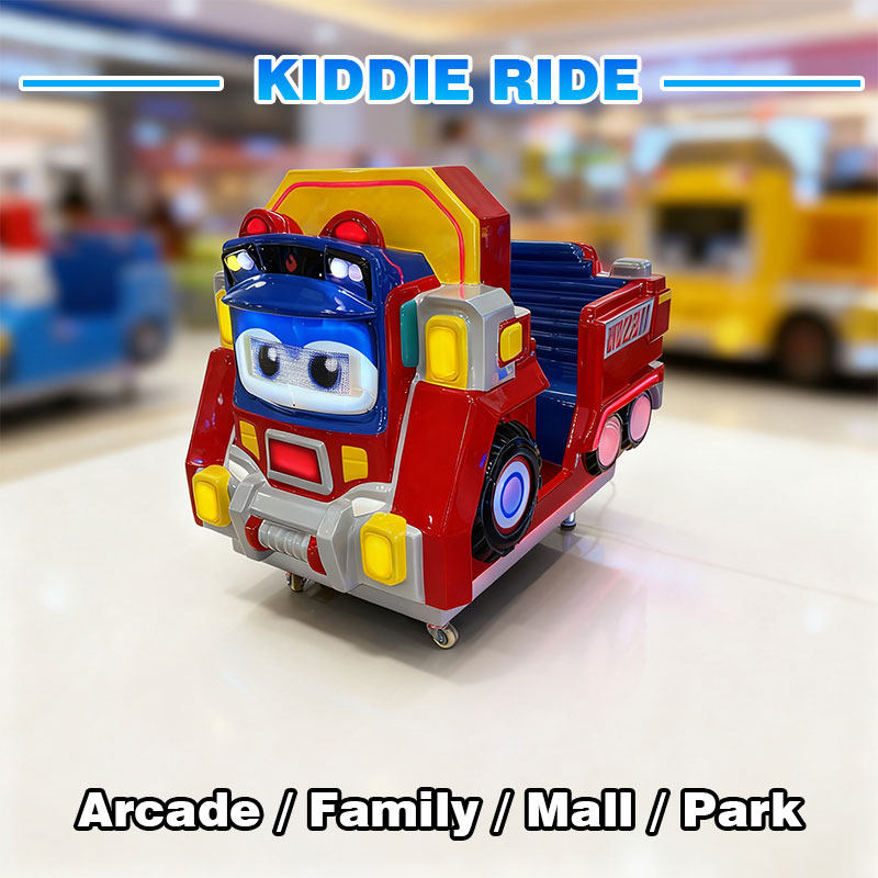 Ninix Cartoon Fire Truck Themed Kids Arcade Ride LED Lighted Coin Operated Metal Amusement Game Indoor Playground Children's