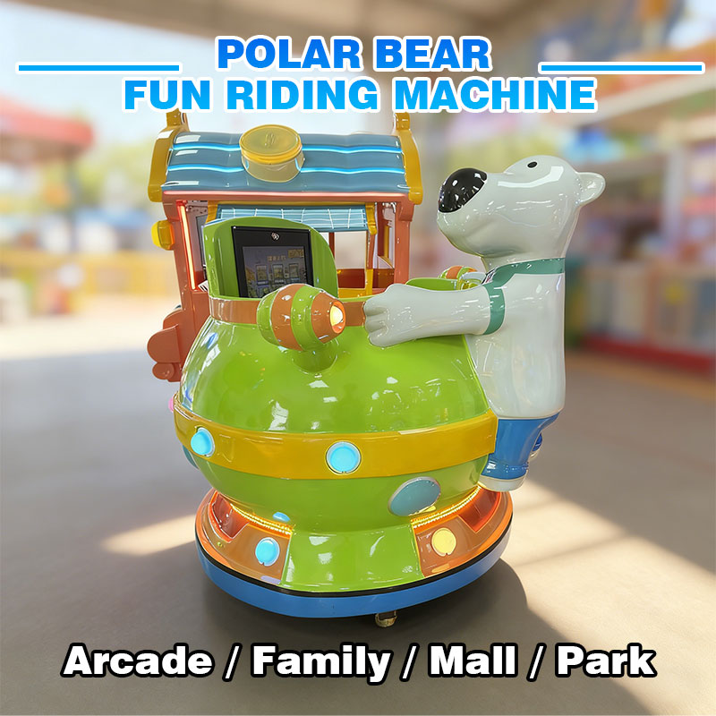 Cartoon Polar Bear Kids Ride Machine with LED Lights and Music for Mall & Arcade