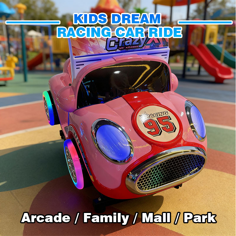 Kids Dream Racing Car Ride with LED Lights and Music – Coin Operated Amusement Car