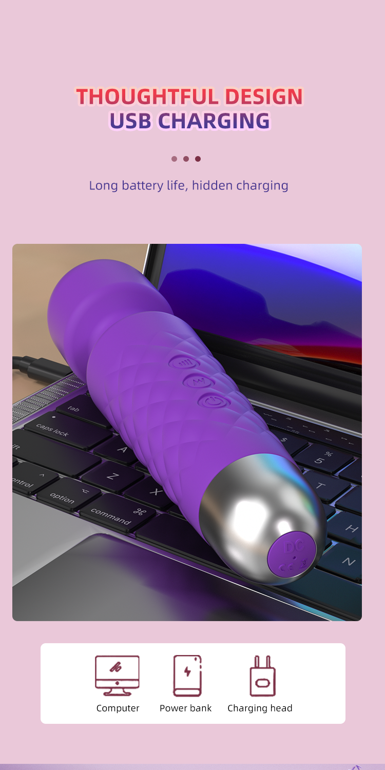 Vibrador AV Wand Masajeador para Mujer – 20 Modos de Vibración, Estimulador de Clítoris y Masturbador Femenino, Silicona Suave Recargable