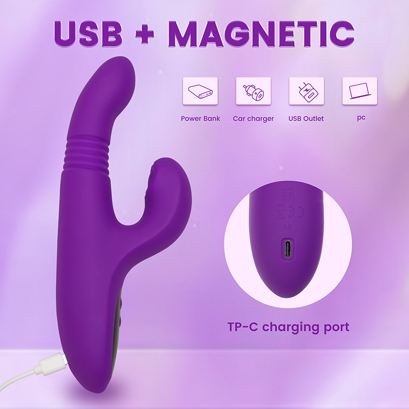 Vibrador Rabbit Telescópico con Rotación, Calor y 10 Modos | Consolador con Pantalla LED Impermeable IPX6 para Mayoristas OEM & ODM