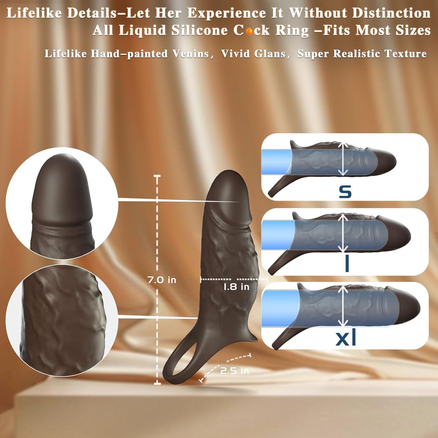 Anillo Retardante Masculino con Diseño de Dientes de Lobo, Condón con Foreskin y Vibración de 10 Frecuencias, Silicona Sólida Recargable