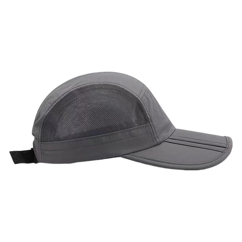 Grey Foldable Mesh 100% Polyester Sporty Vintage Waterproof Quick Dry Baseball Cap Summer Lightweight Breathable Adjustable Dad