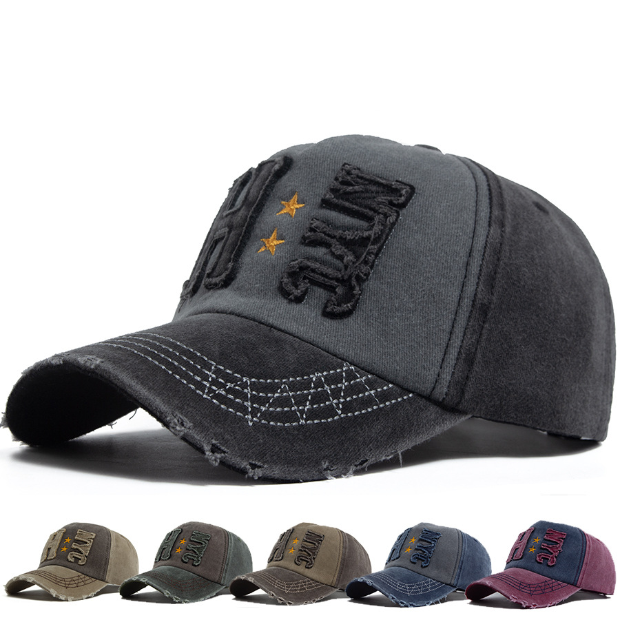 Washed Cotton Distressed Embroidery Vintage Baseball Cap Multi-color Brushed Baseball Cap Wholesale