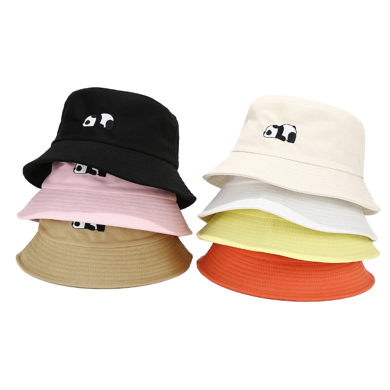 High Quality Custom Designer Embroidery Logo Wide Brim Cotton Bucket Hats