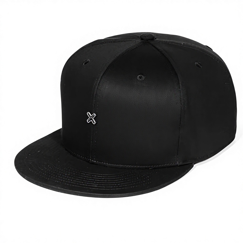 2026 New Black Metal X Logo Flat Brim Snapback Baseball Cap Unisex Adjustable Buckle Trendy Duckbill Hip Hop Fashion Outdoor
