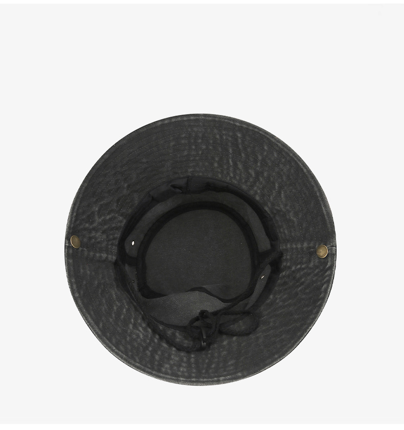 Spring New Style Washed-out Distressed Wide-brimmed Windproof Rope Fishing Hat for Outdoor Sun protection and Fishing