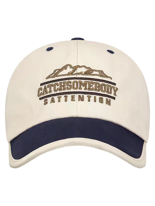 Beige Metallic Thread Embroidery Sporty Twill Vintage Adjustable Soft Dad Hat Baseball Cap