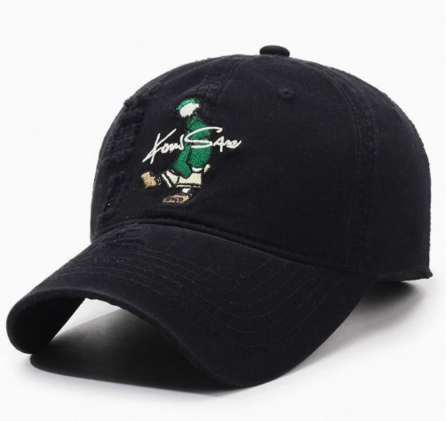 Embroidered Adjustable Wide-brimmed Baseball Cap-100% Cotton Cartoon Character Common Fabric