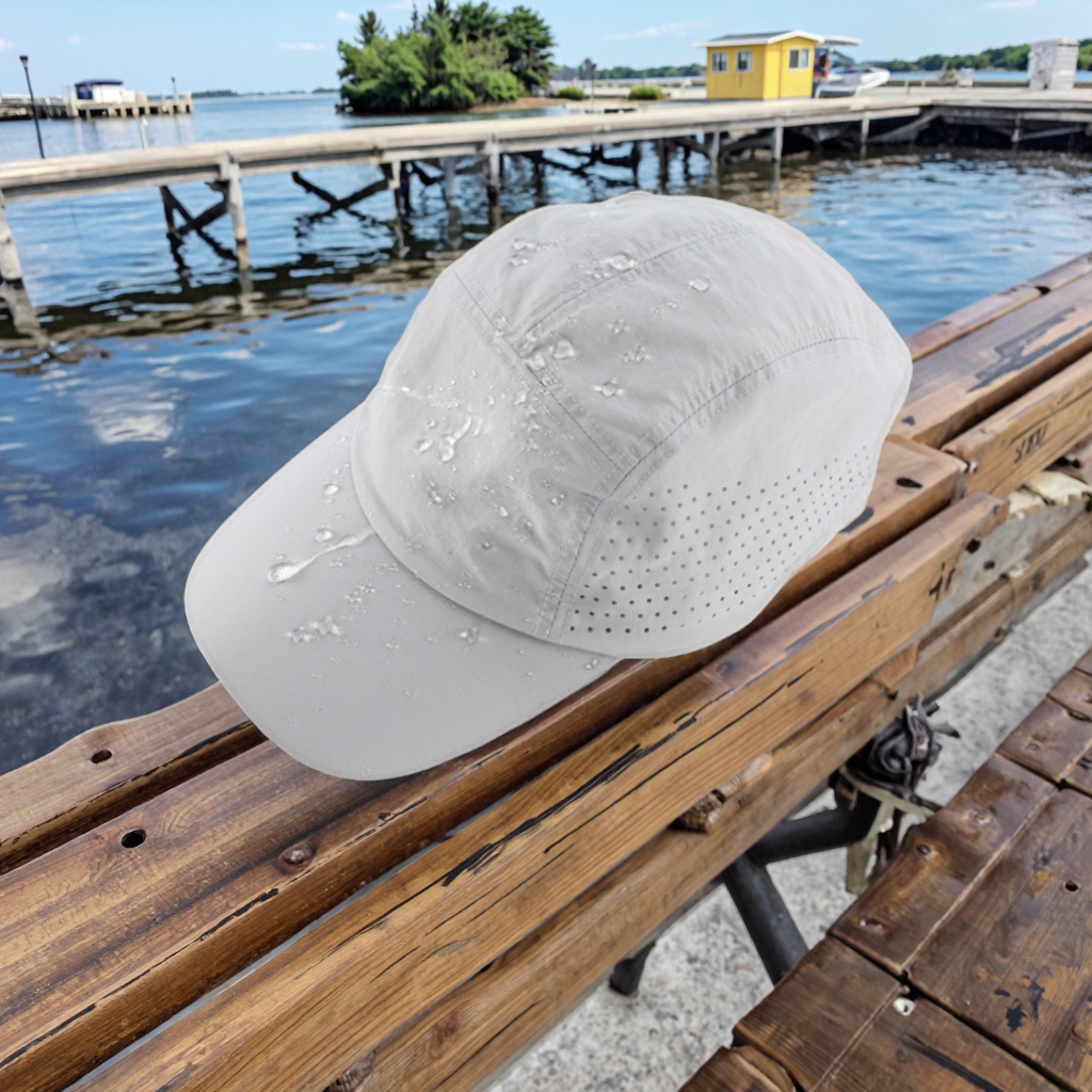 White Sporty Six Sided Hat Adjustable Quick-Dry Outdoor Running Cap Waterproof Breathable Lightweight Street Style