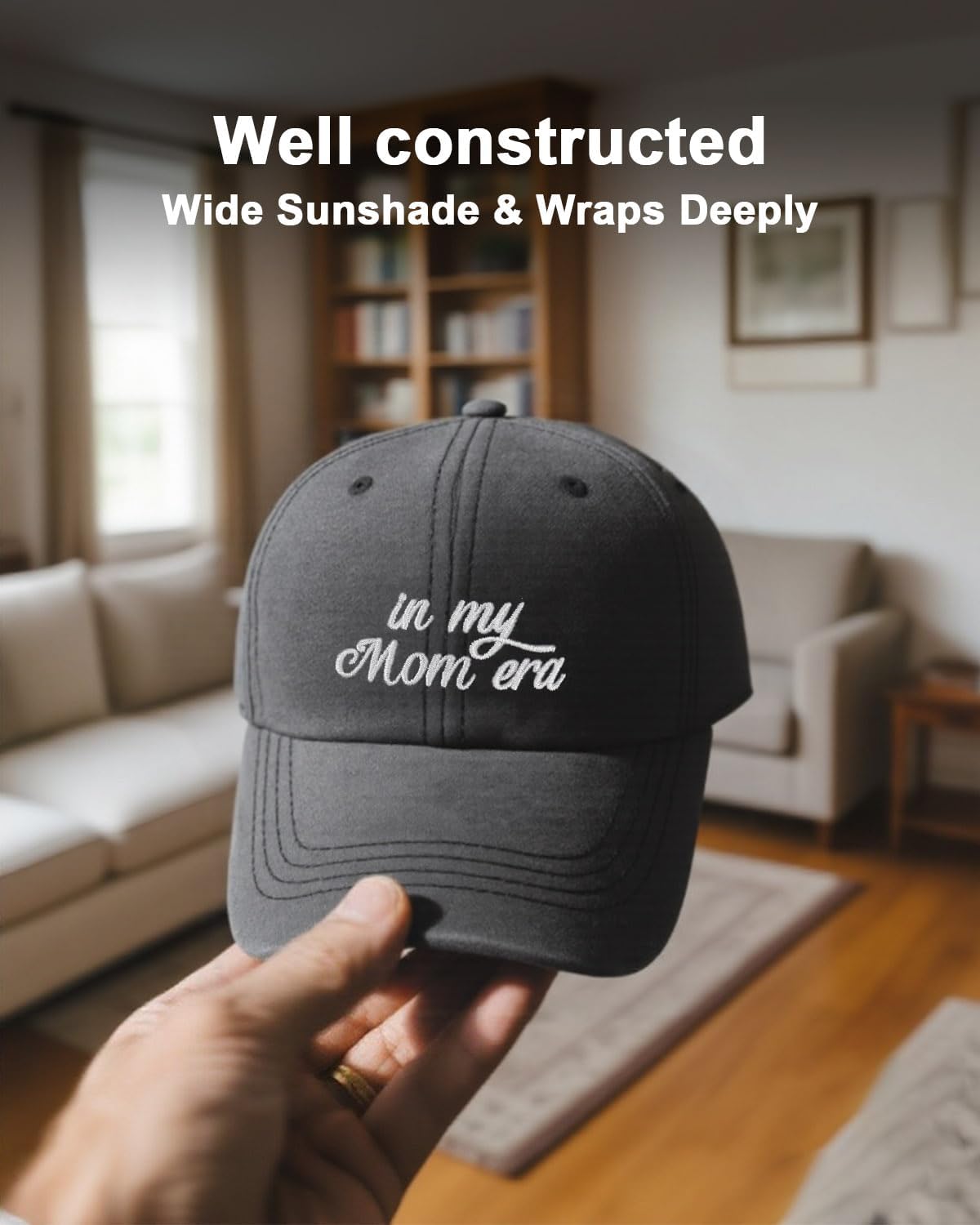 Mama Hat - Embroidered in My Mom Era Hat Gery Baseball Cap for Women, New Mommin Gifts Adjustable Cotton Perfect for Everyday