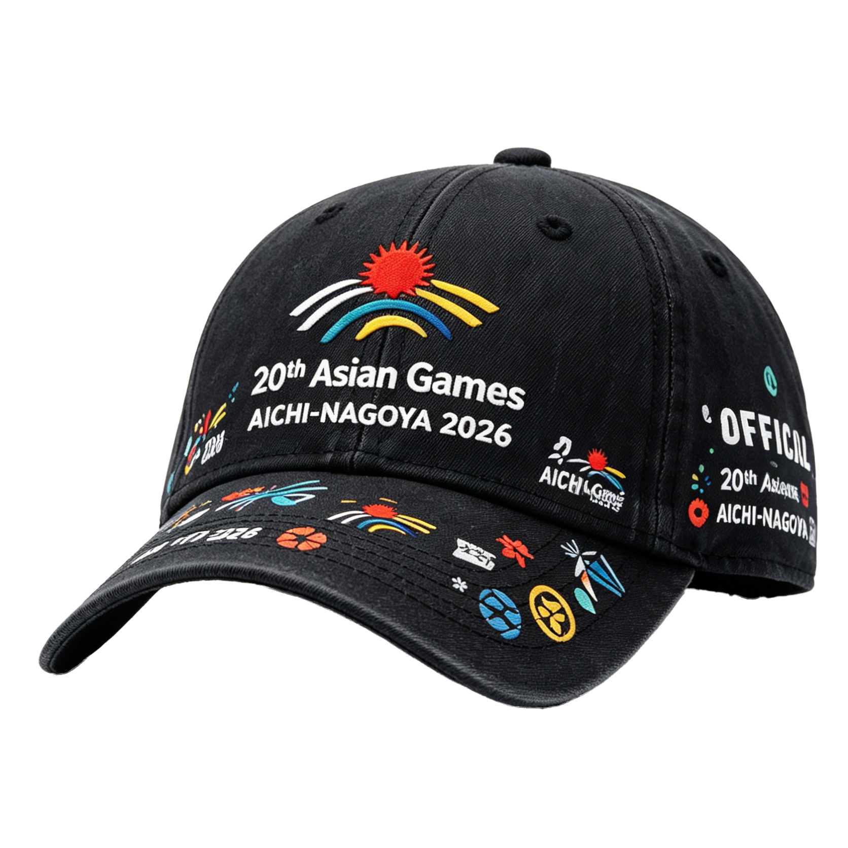 20th Asian Games Aichi-Nagoya 2026 Embroidered Gray Adjustable Cotton Denim Baseball Cap