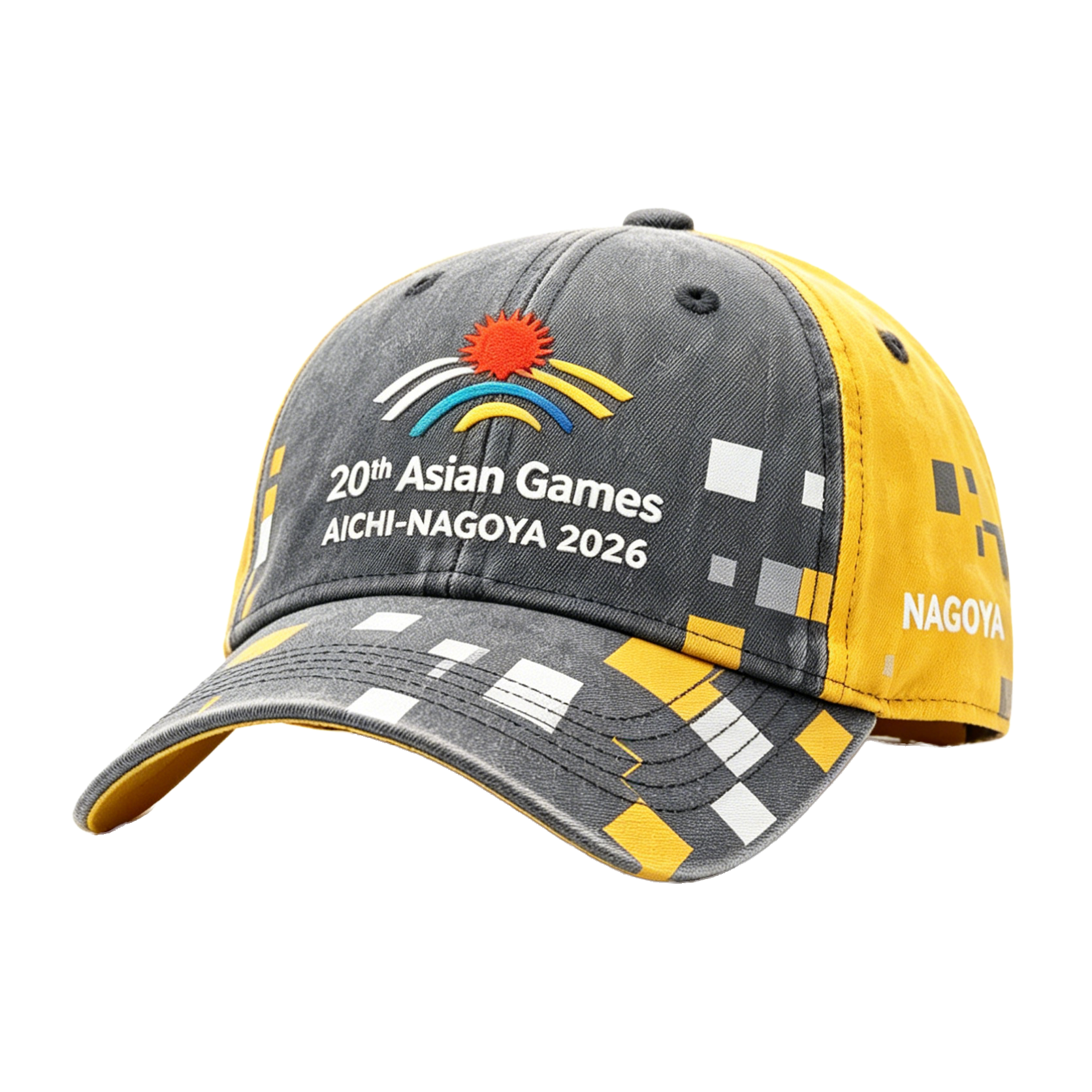 20th Asian Games Aichi-Nagoya 2026 Embroidered Gray Adjustable Cotton Denim Baseball Cap