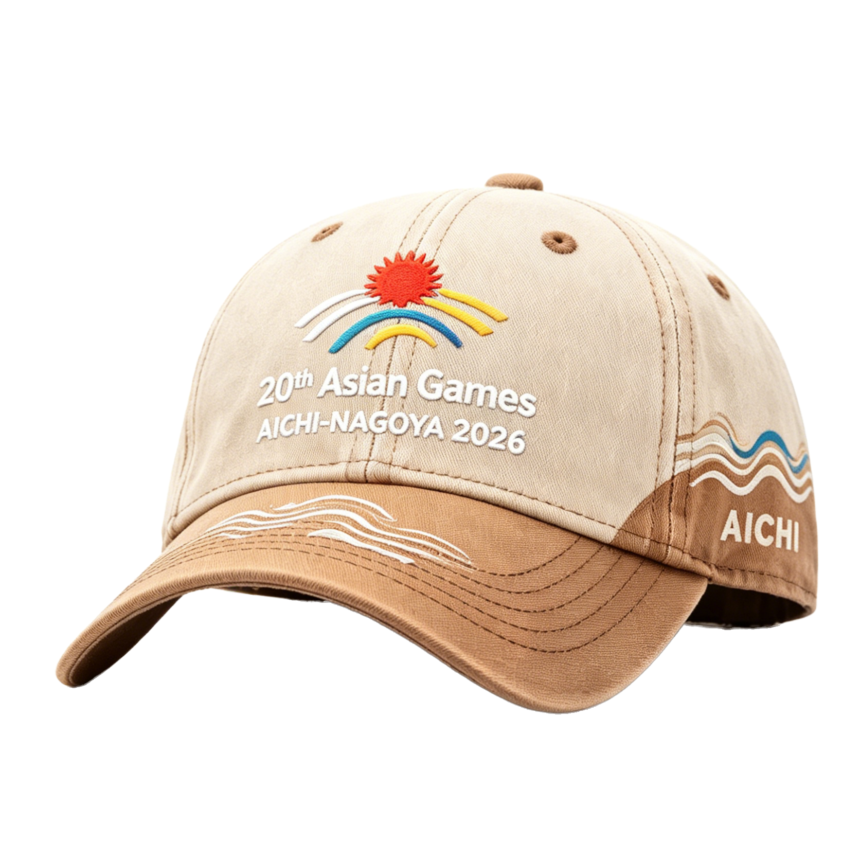 20th Asian Games Aichi-Nagoya 2026 Embroidered Gray Adjustable Cotton Denim Baseball Cap