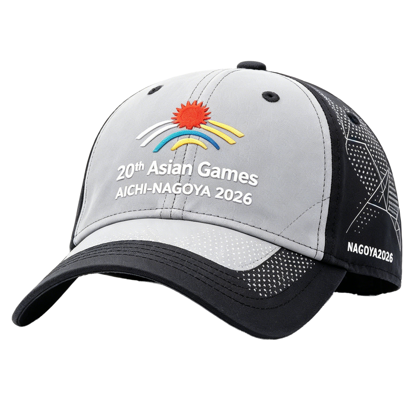 20th Asian Games Aichi-Nagoya 2026 Embroidered Gray Adjustable Cotton Denim Baseball Cap