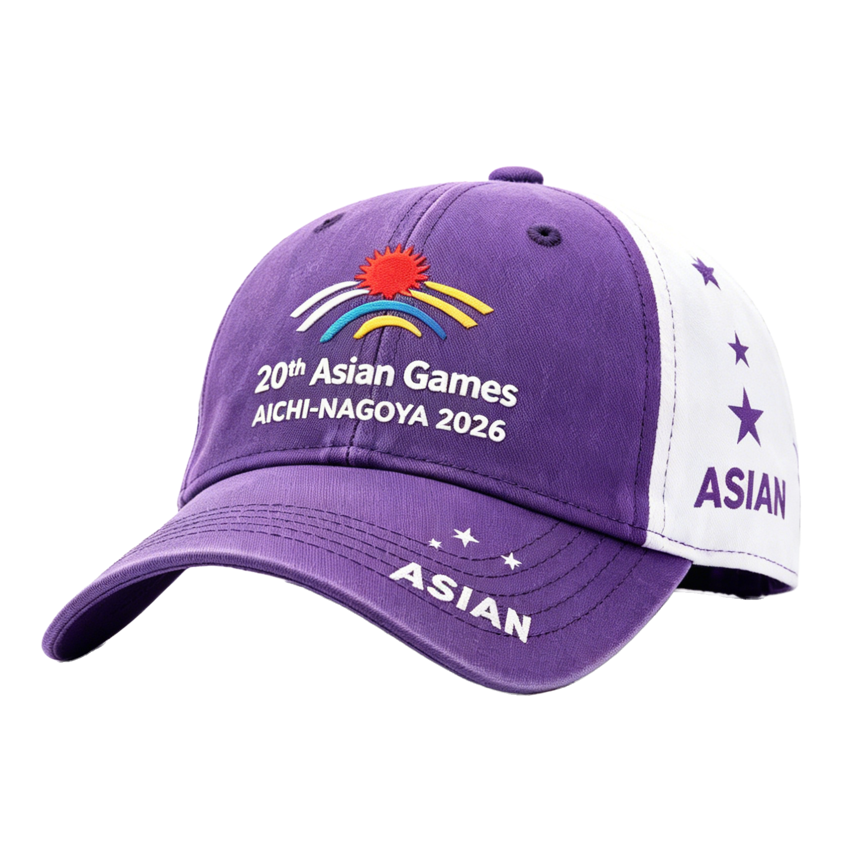 20th Asian Games Aichi-Nagoya 2026 Embroidered Gray Adjustable Cotton Denim Baseball Cap