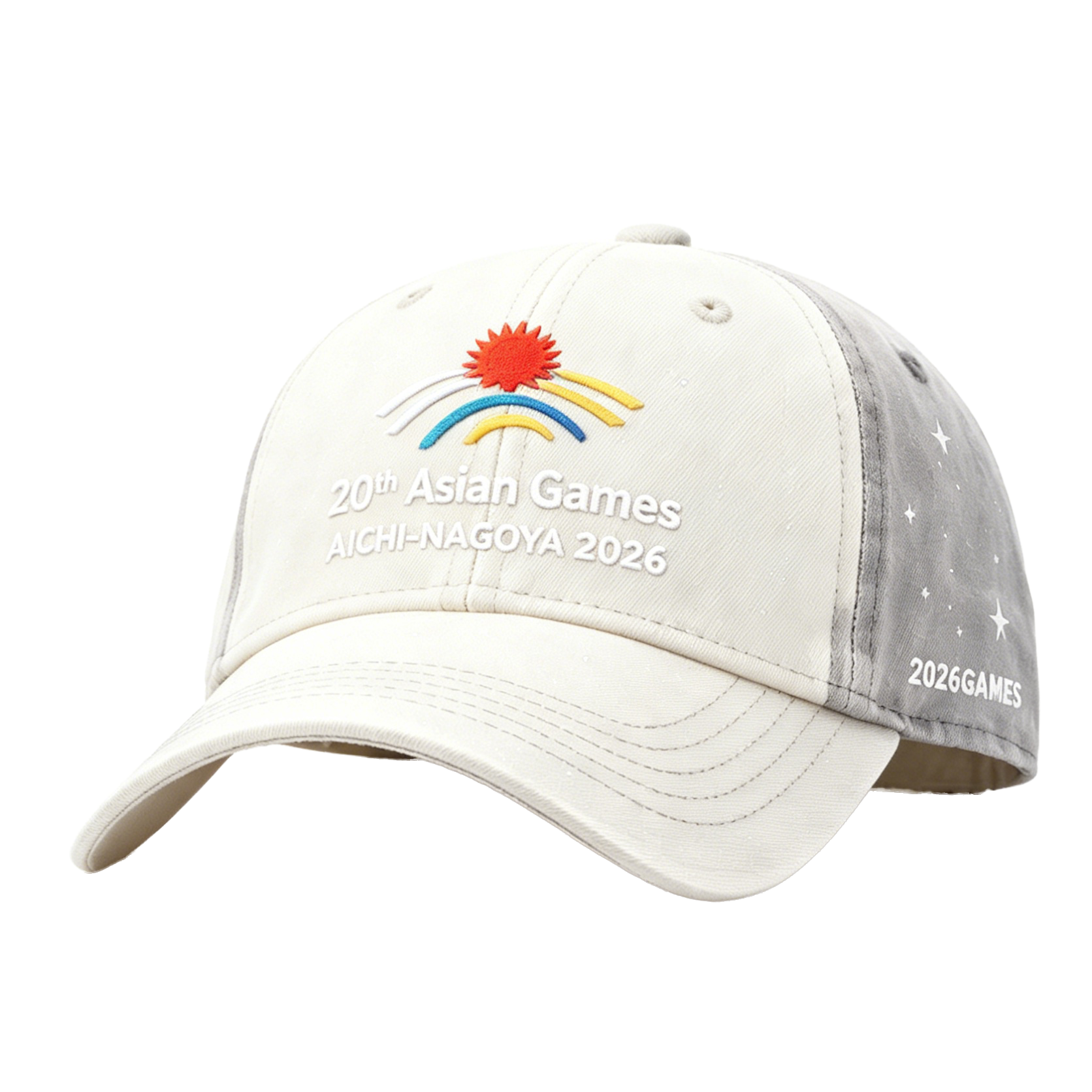 20th Asian Games Aichi-Nagoya 2026 Embroidered Gray Adjustable Cotton Denim Baseball Cap