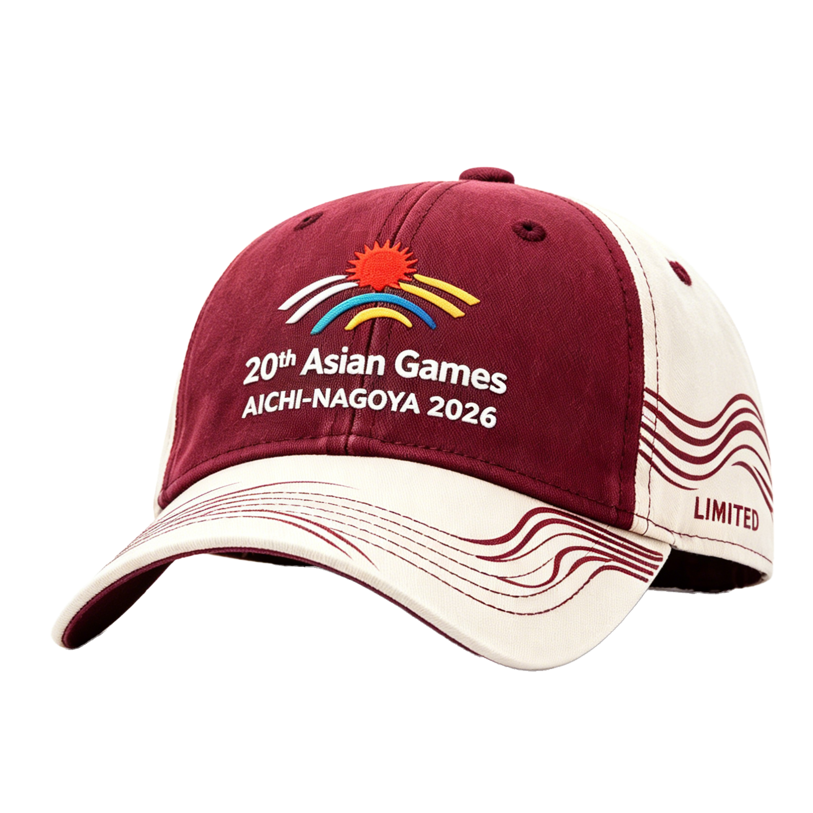 20th Asian Games Aichi-Nagoya 2026 Embroidered Gray Adjustable Cotton Denim Baseball Cap