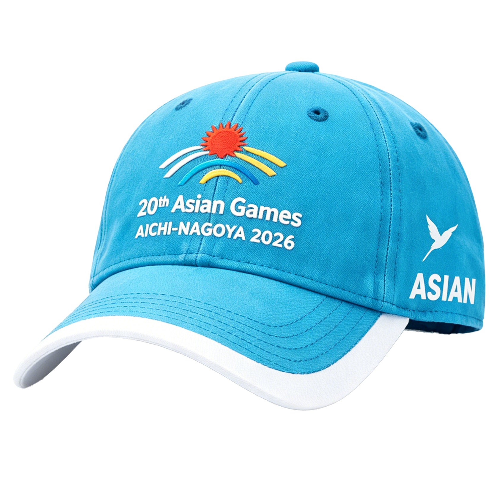 20th Asian Games Aichi-Nagoya 2026 Embroidered Gray Adjustable Cotton Denim Baseball Cap