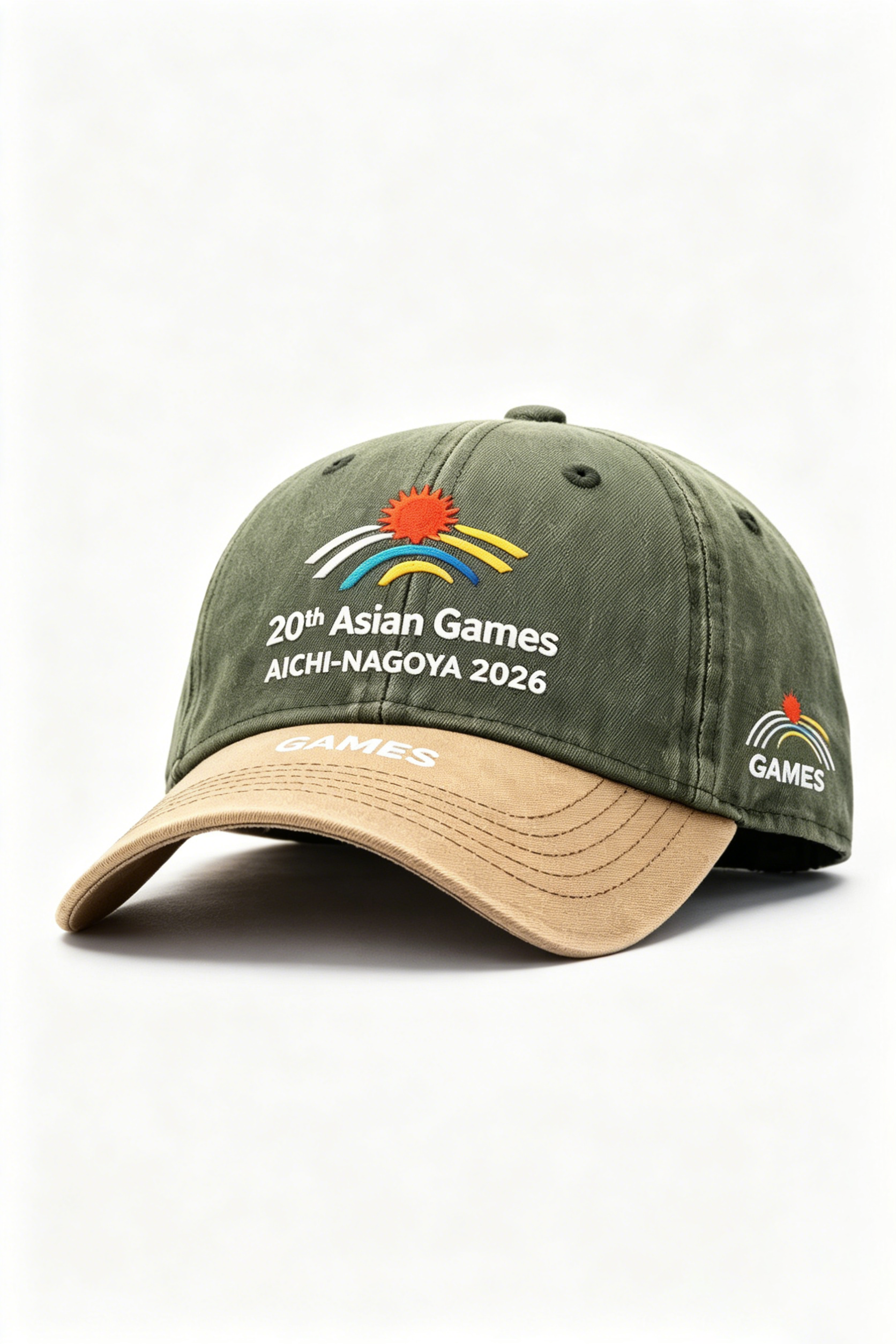 20th Asian Games Aichi-Nagoya 2026 Embroidered Gray Adjustable Cotton Denim Baseball Cap