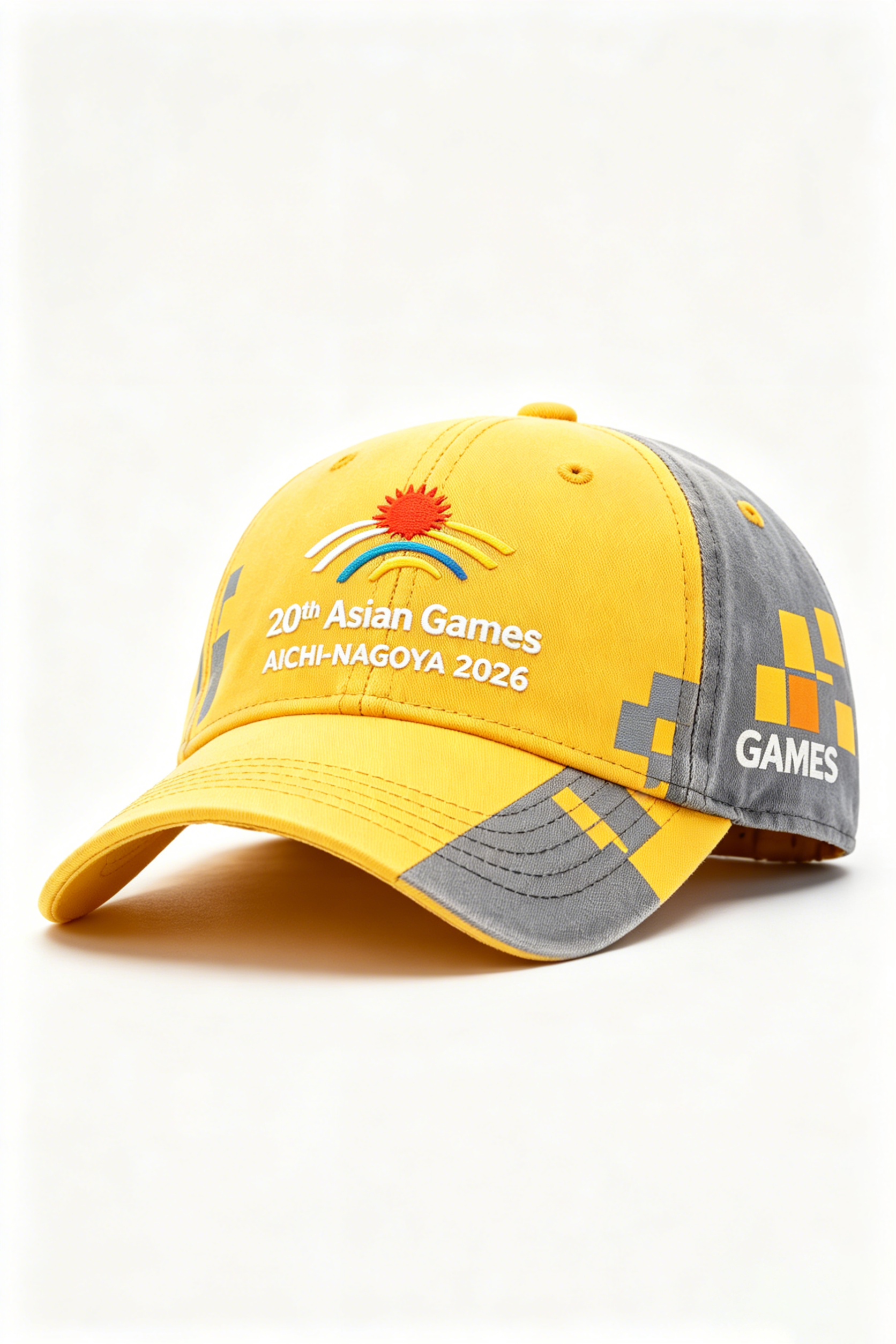 20th Asian Games Aichi-Nagoya 2026 Embroidered Gray Adjustable Cotton Denim Baseball Cap