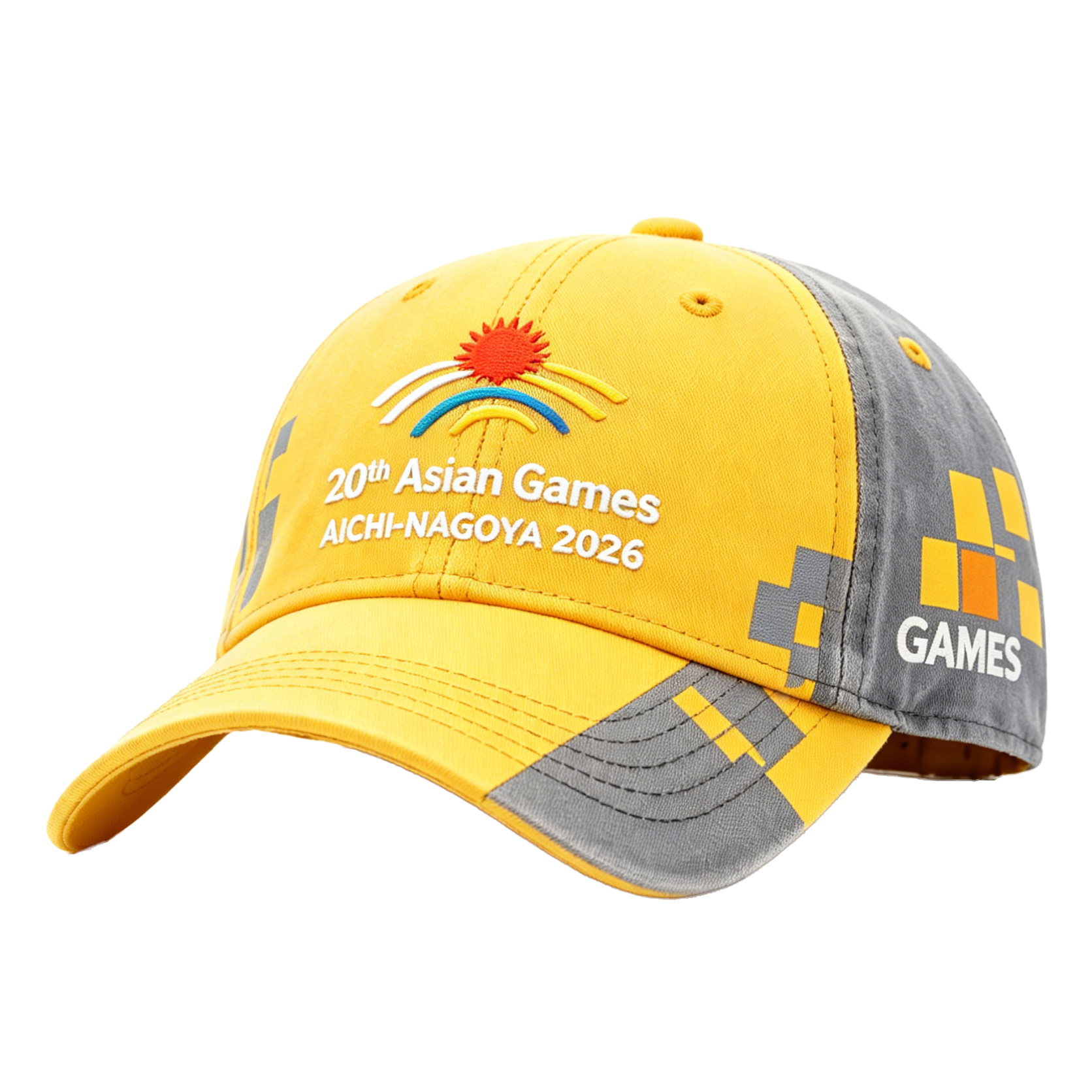 20th Asian Games Aichi-Nagoya 2026 Embroidered Gray Adjustable Cotton Denim Baseball Cap