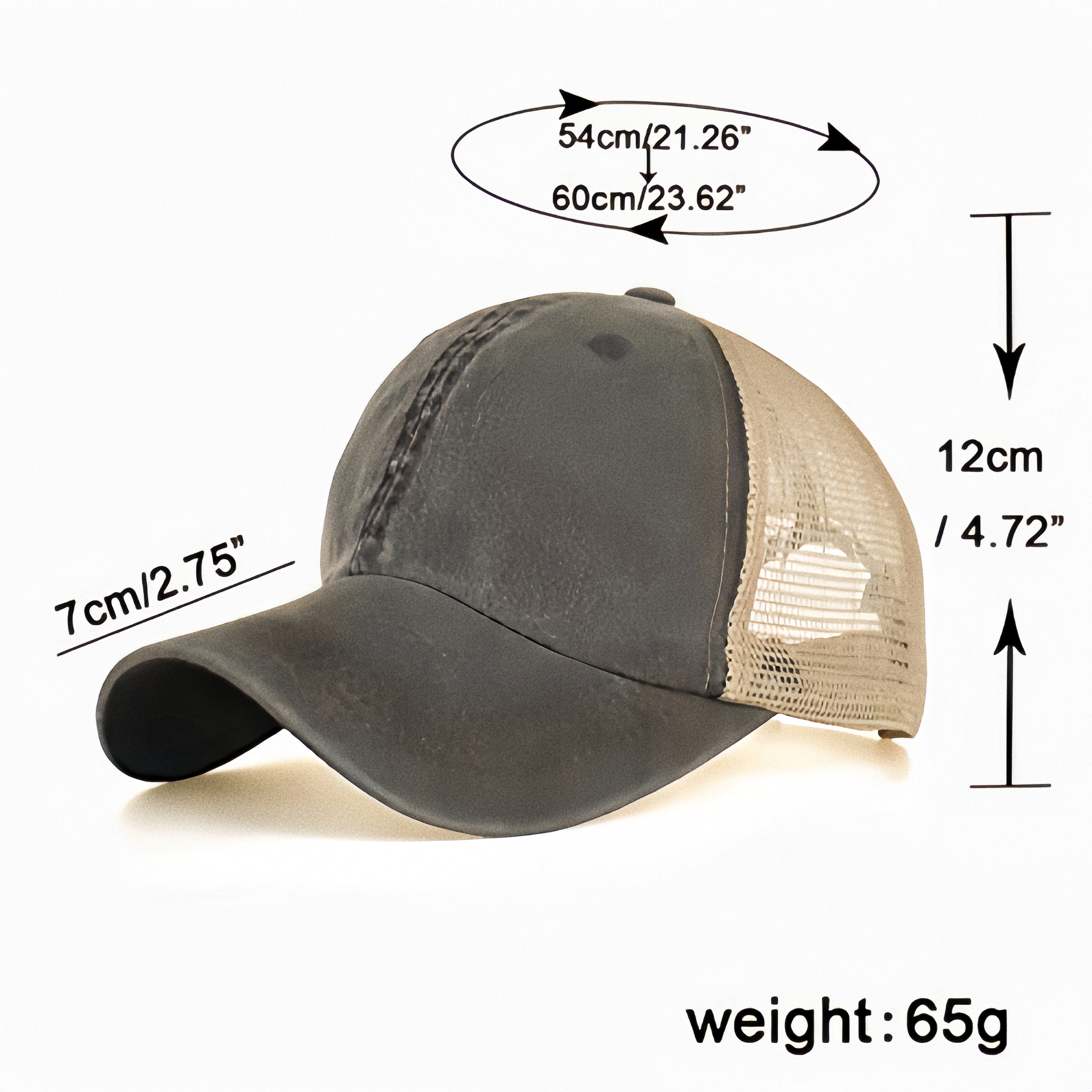 Vintage Washed Cotton Mesh Back Trucker Hat With Adjustable Strap for Outdoor Sports and Daily Casual Wear