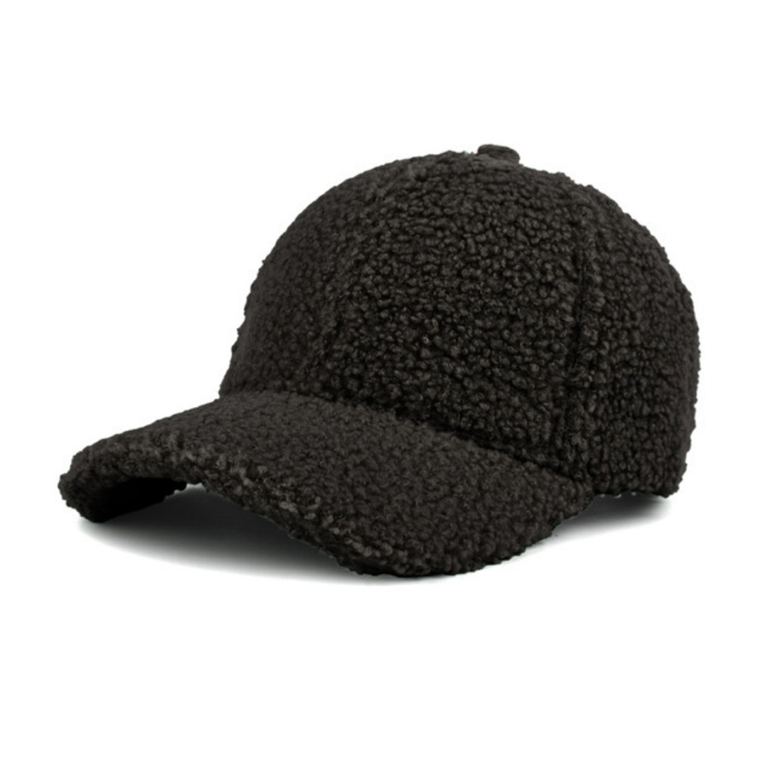 Teddy Velvet Flannel Baseball Cap Waterproof Breathable Curved Brim Sporty Fruit Embossed Print Warm Metal Buckle Letter Pattern