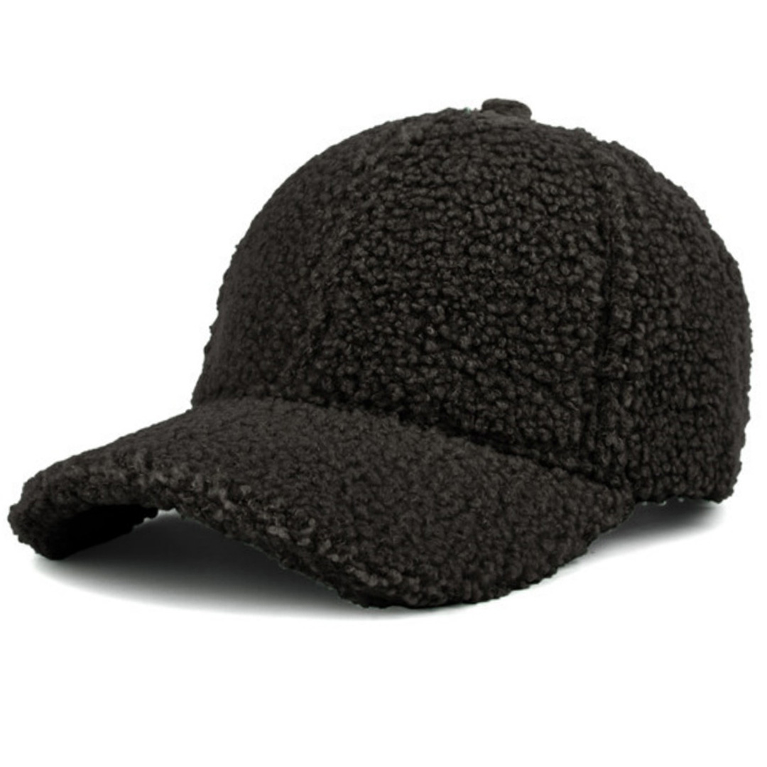 Teddy Velvet Flannel Baseball Cap Waterproof Breathable Curved Brim Sporty Fruit Embossed Print Warm Metal Buckle Letter Pattern