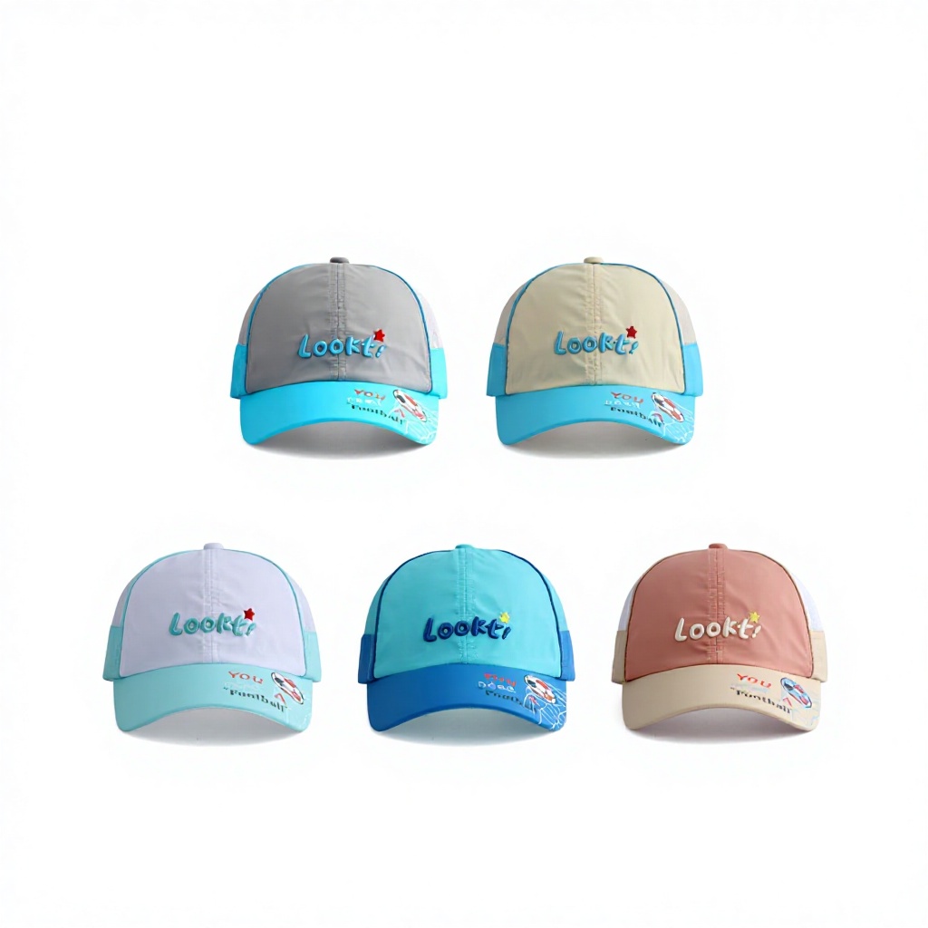 Summer Children's 6-Panel Baseball Cap Boys Lightweight Water-resistant Sun-protective 3D Embroidered Breathable Mesh Omni-Dry