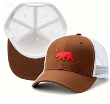 Unisex California Bear Trucker Hat Breathable Mesh Back Curved Brim 6-Panel Baseball Cap for Men Women Casual Outdoor