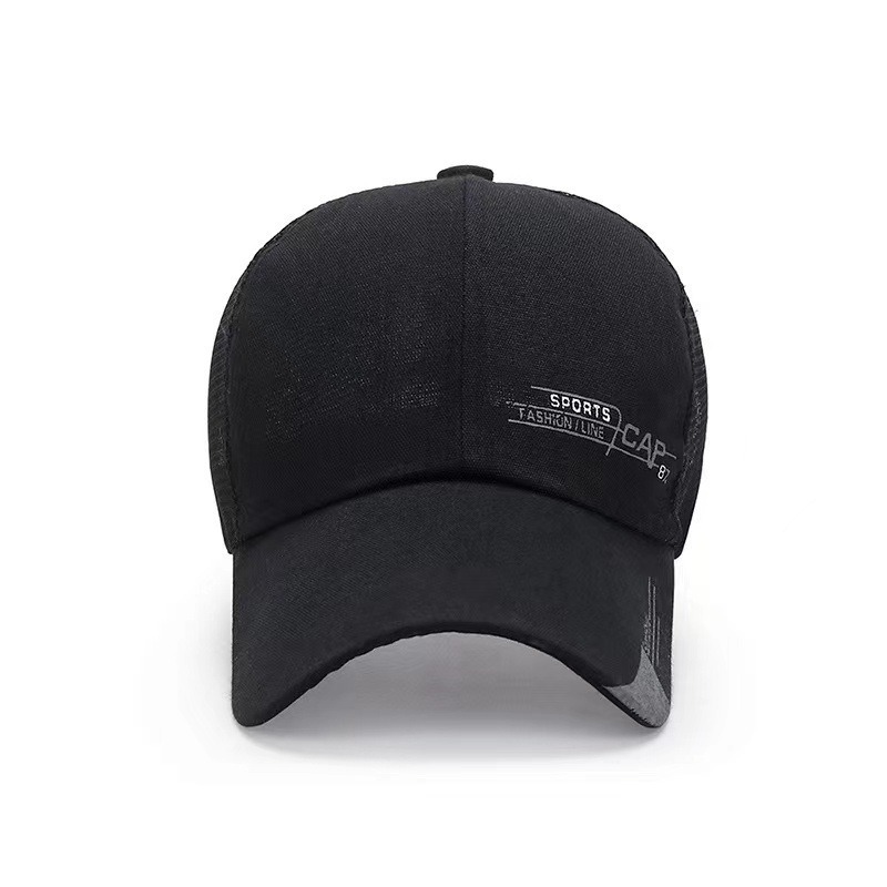 Summer Mesh Breathable Extended Brim Sun-protective Baseball Cap with Half Mesh Large Brim Truck Driver Hat
