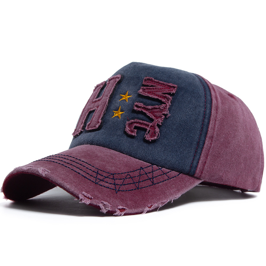 Washed Cotton Distressed Embroidery Vintage Baseball Cap Multi-color Brushed Baseball Cap Wholesale